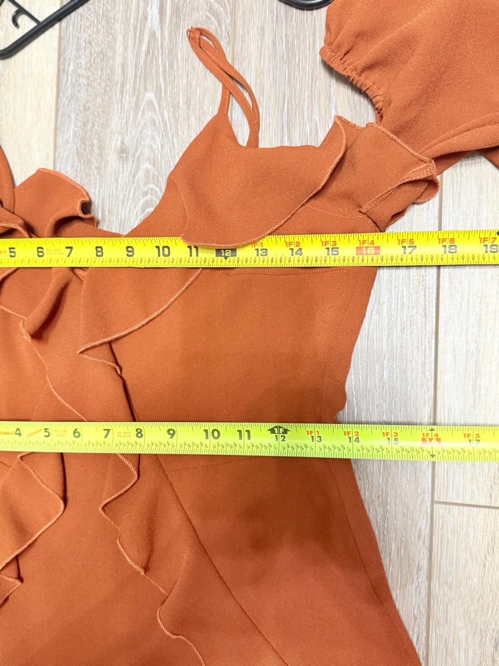NWOT Franco Rust Ruffled Cold-Shoulder Dress - Picture 5 of 8
